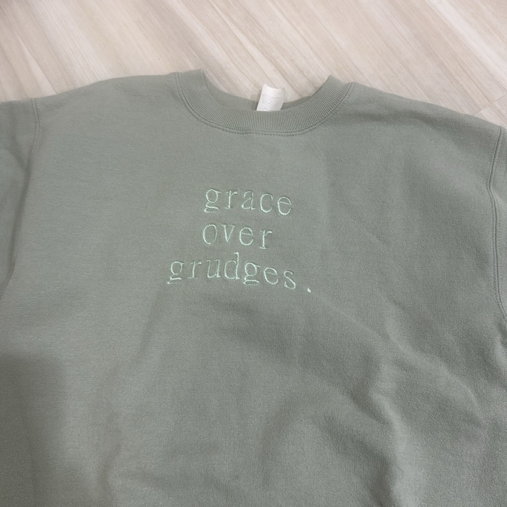 Embroidered Sage Green Sweatshirt